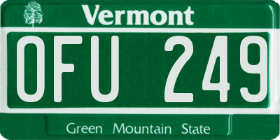 VT license plate OFU249
