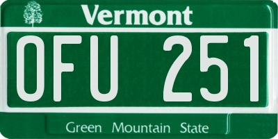 VT license plate OFU251