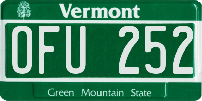 VT license plate OFU252