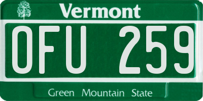 VT license plate OFU259