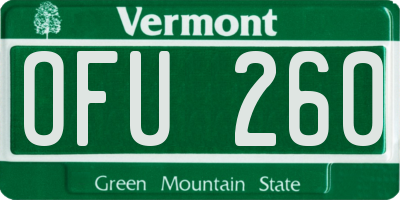 VT license plate OFU260