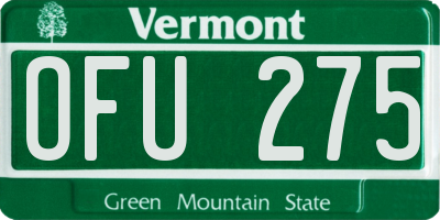 VT license plate OFU275