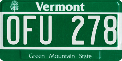 VT license plate OFU278