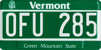 VT license plate OFU285