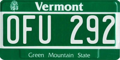 VT license plate OFU292