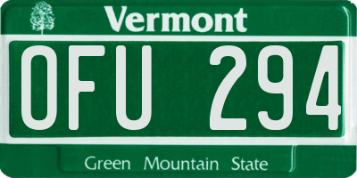 VT license plate OFU294