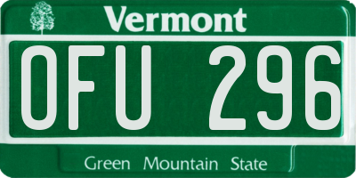 VT license plate OFU296