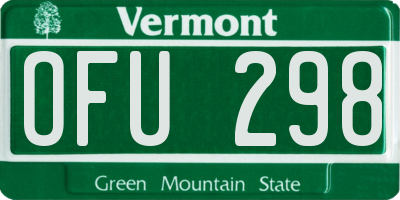 VT license plate OFU298