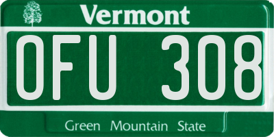VT license plate OFU308