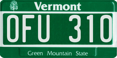 VT license plate OFU310
