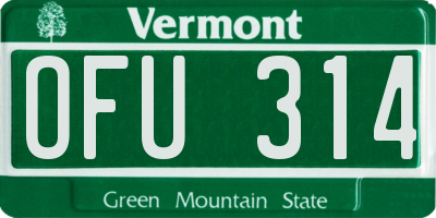 VT license plate OFU314