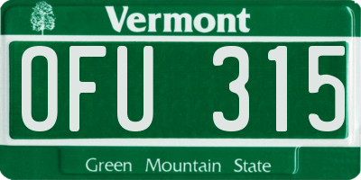 VT license plate OFU315