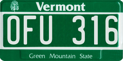 VT license plate OFU316