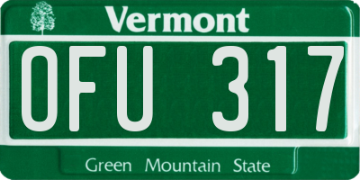 VT license plate OFU317