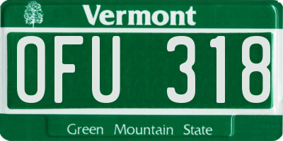 VT license plate OFU318