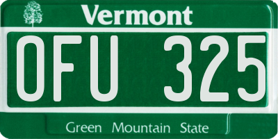 VT license plate OFU325
