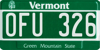 VT license plate OFU326