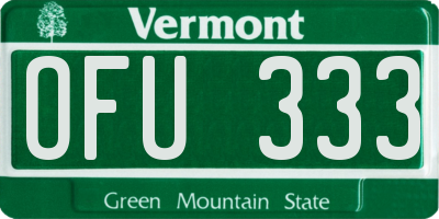 VT license plate OFU333