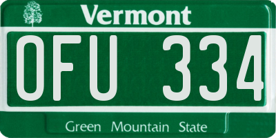 VT license plate OFU334