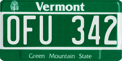 VT license plate OFU342