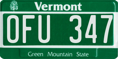 VT license plate OFU347