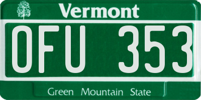 VT license plate OFU353
