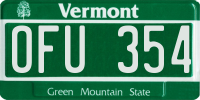 VT license plate OFU354