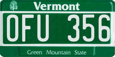 VT license plate OFU356