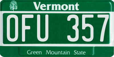 VT license plate OFU357
