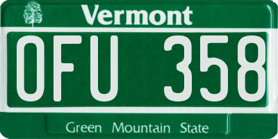 VT license plate OFU358