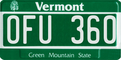 VT license plate OFU360