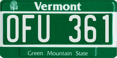 VT license plate OFU361
