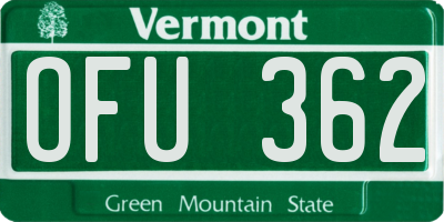 VT license plate OFU362