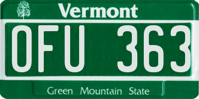 VT license plate OFU363