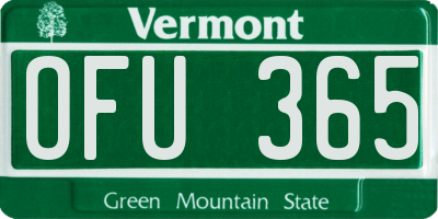 VT license plate OFU365