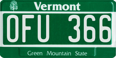 VT license plate OFU366