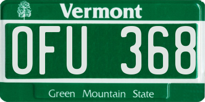 VT license plate OFU368