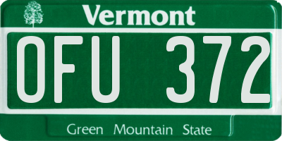VT license plate OFU372