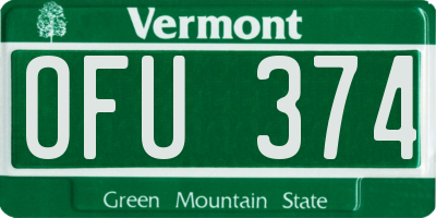 VT license plate OFU374