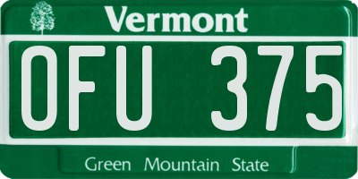 VT license plate OFU375