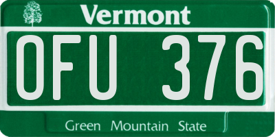 VT license plate OFU376