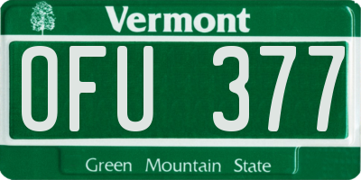 VT license plate OFU377