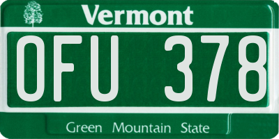 VT license plate OFU378