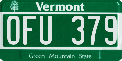 VT license plate OFU379