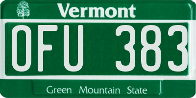 VT license plate OFU383