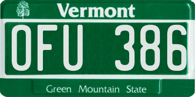 VT license plate OFU386