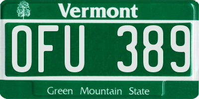 VT license plate OFU389