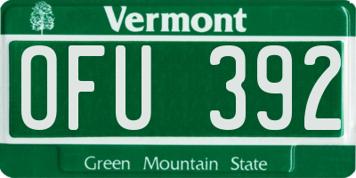 VT license plate OFU392