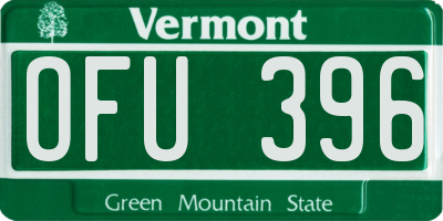 VT license plate OFU396