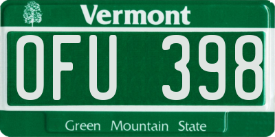VT license plate OFU398
